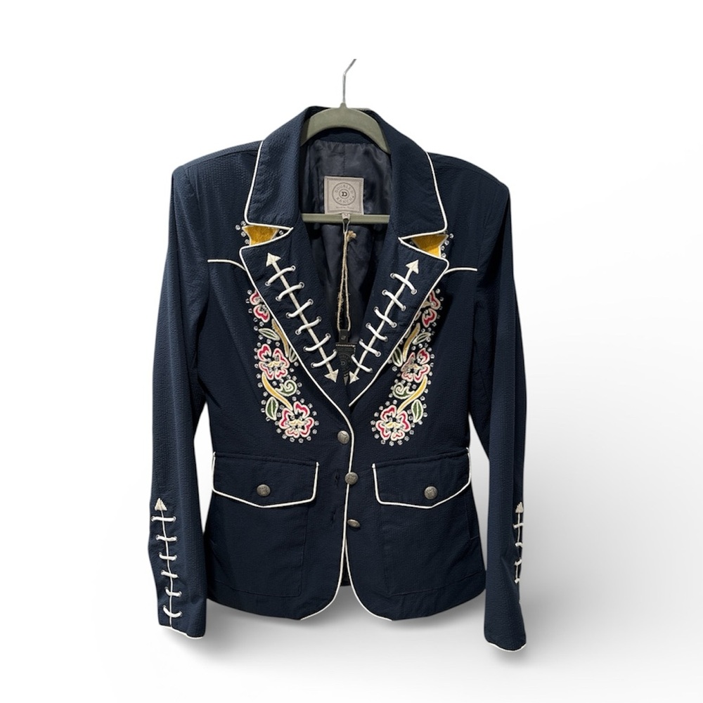Double D Ranch NWT Medium Navy Embroidered Blazer Jacket